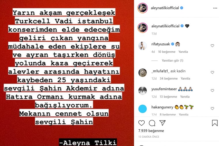 Aleyna Tilki'den Şahin Akdemir için anlamlı hareket