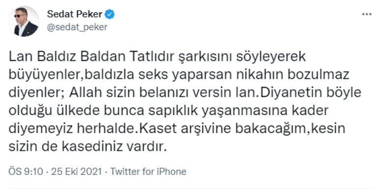 Sedat Peker'den Diyanet'e 'baldız' tepkisi: Allah Belanızı versin