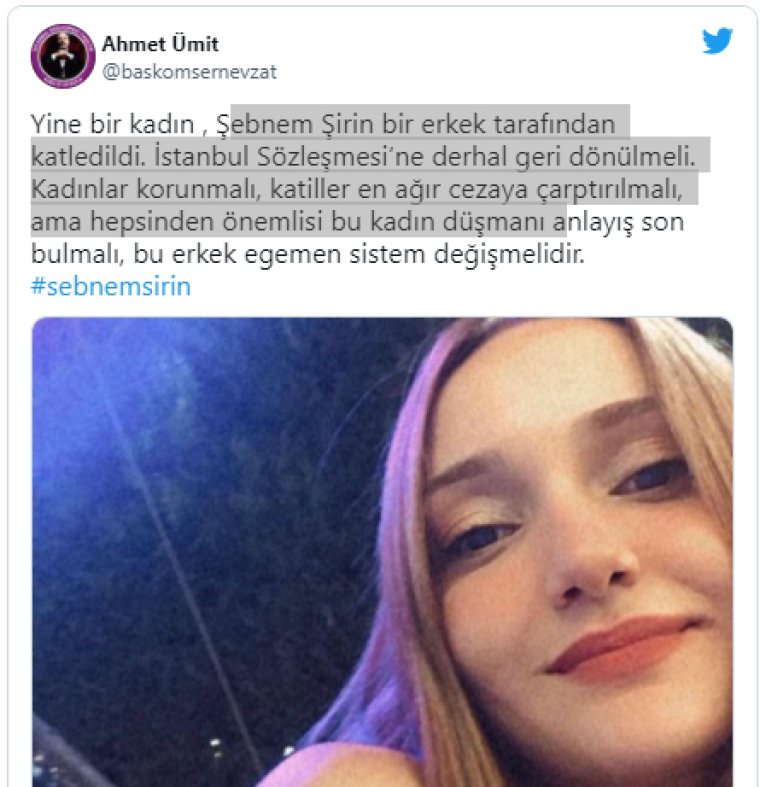 Türkiye Şebnem Şirin'e ağlıyor Bu Erkek Egemen Sistem Değişmeli