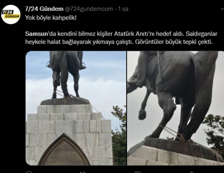 Samsun'da Atatürk'ün Anıtı'nı yıkmaya çalıştılar