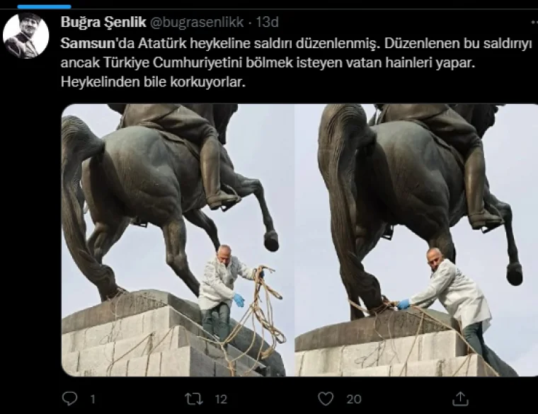 Samsun'da Atatürk'ün Anıtı'nı yıkmaya çalıştılar