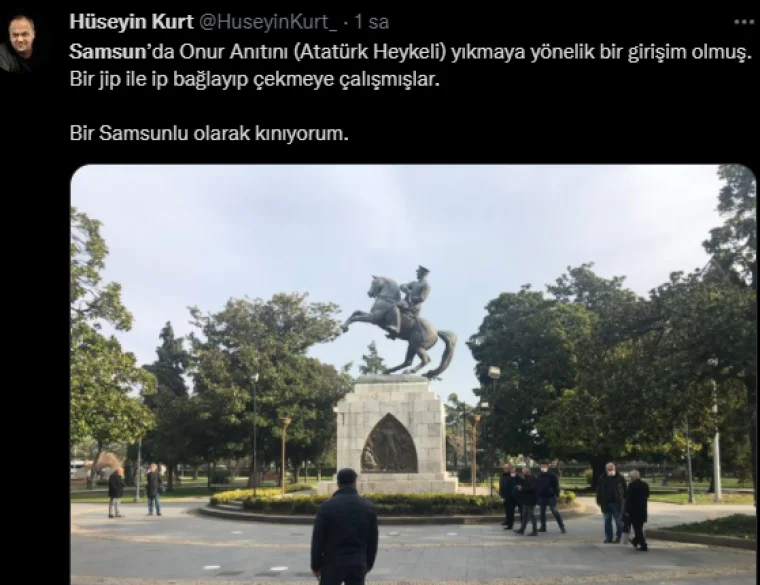 Samsun'da Atatürk'ün Anıtı'nı yıkmaya çalıştılar