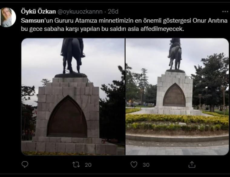 Samsun'da Atatürk'ün Anıtı'nı yıkmaya çalıştılar