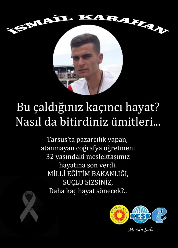 Atanamayan ve seyyar satıcılık yapan öğretmen İsmail Karahan intihar etti