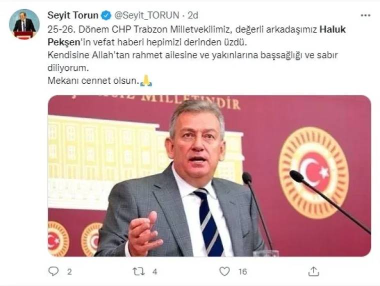 CHP'li Haluk Pekşen hayatını kaybetti.