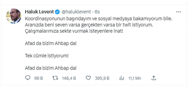 Haluk Levent’in çağrısına destek yağıyor: AFAD da bizim AHBAP da!