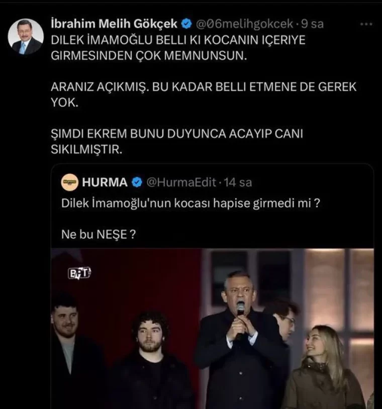 Melih Gökçek ve Mücahit Birinci'den 'terbiyesiz' paylaşım