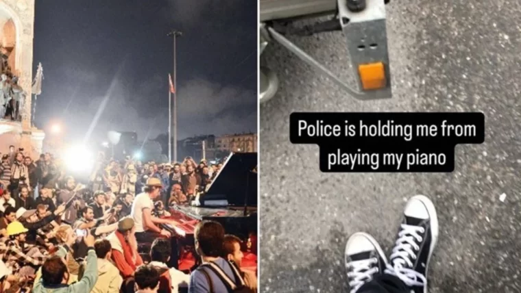Gezi piyanisti ve piyanosu gözaltında