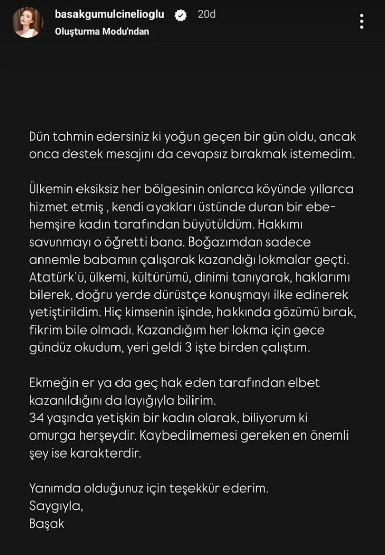 Başak Gümülcinelioğlu'ndan yeni açıklama: Omurga her şeydir