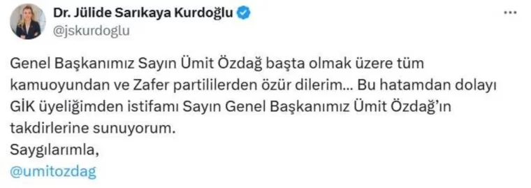 Zafer Partisi'nde iddianame gündemi istifa ile noktalandı