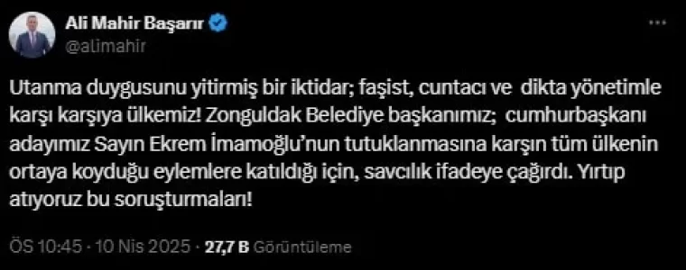 Zonguldak Belediye Başkanı Tahsin Erdem ifadeye çağrıldı