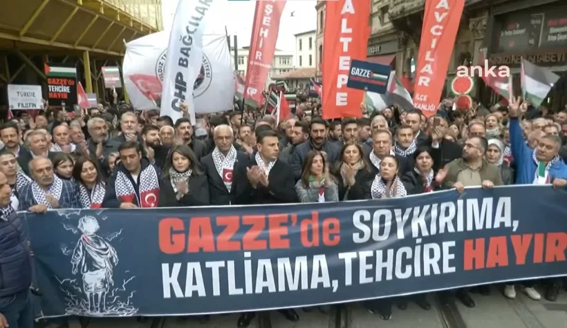 CHP'nin Filistin eylemine polis ablukası: Taksim yolları kapatıldı