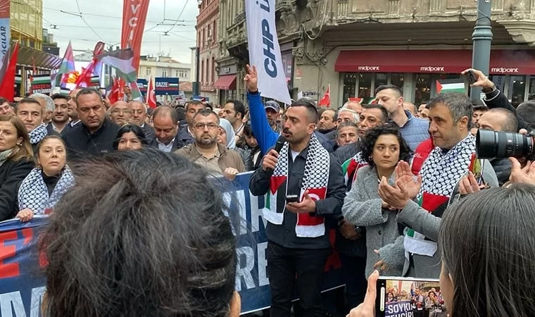 CHP'nin Filistin eylemine polis ablukası: Taksim yolları kapatıldı