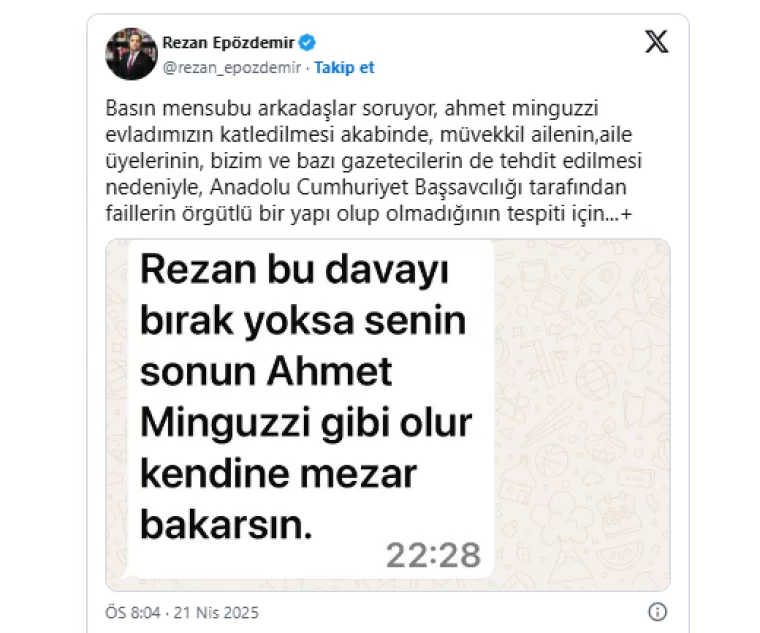 Minguzzi cinayeti soruşturması 'örgütlü suç' kapsamına alındı