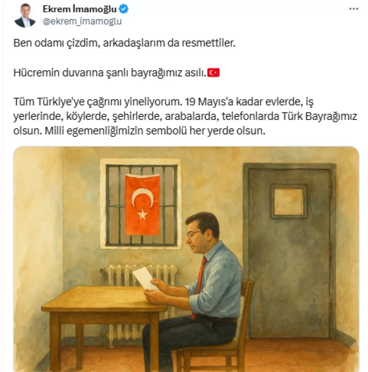 İmamoğlu, Silivri'deki odasının resmini paylaştı