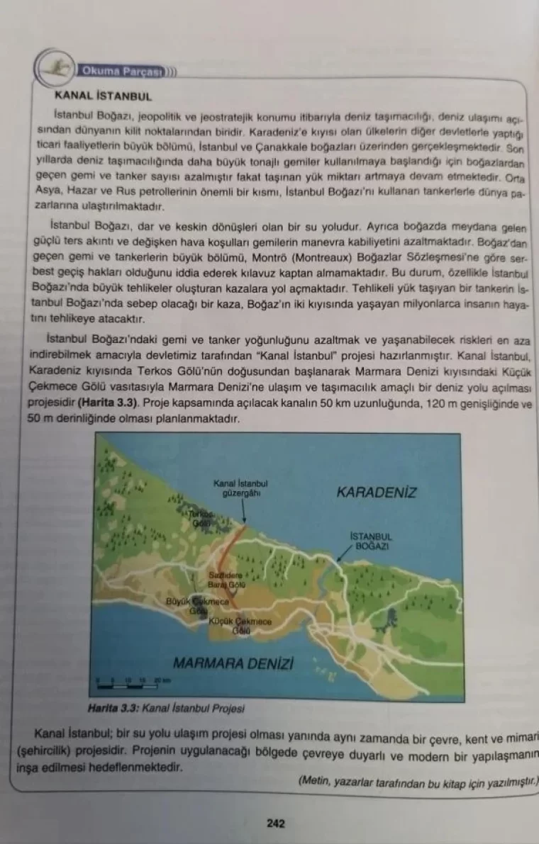Skandal: Erdoğan'ın 'Çılgın Projesi' Kanal İstanbul 10. sınıf ders kitabında