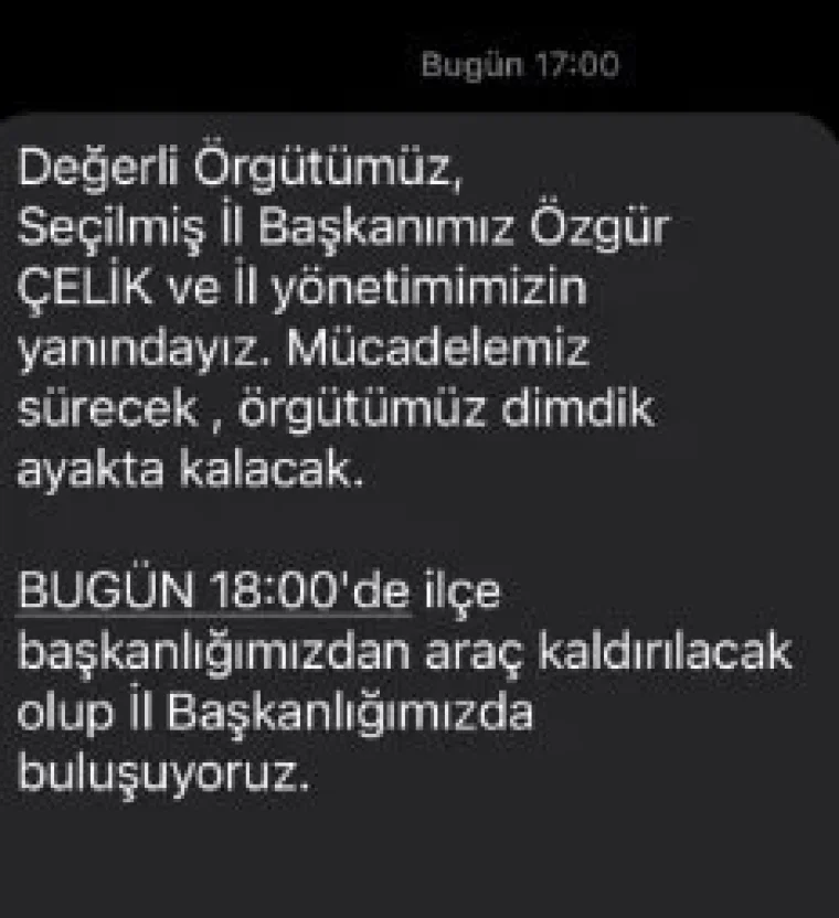 Kayyum kararının ardından CHP'lilere gönderilen mesaj