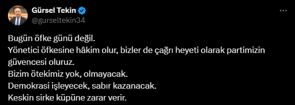 Gürsel Tekin: 'Pazartesi günü İstanbul il binasına gideceğim'