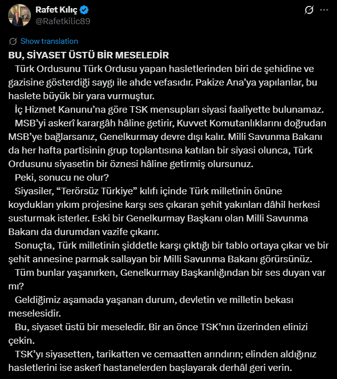 İhraç edilen teğmenden Bakan Güler’e ‘şehit annesi’ tepkisi: Şehit annesine parmak sallayan bakana ders!