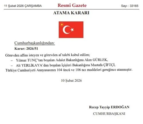 İçişleri Bakanı Ali Yerlikaya ve Adalet Bakanı Yılmaz Tunç görevden alındı! İşte yerine gelen isimler