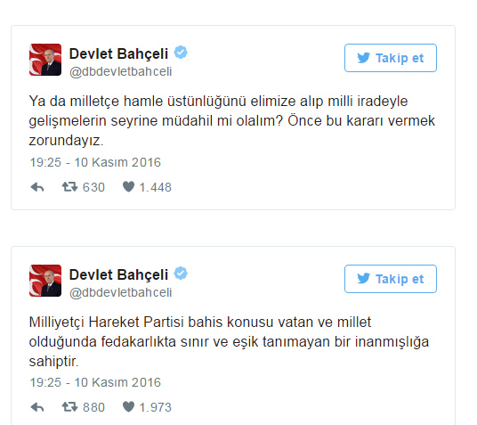 Devlet Bahçeli Anaya twitleri