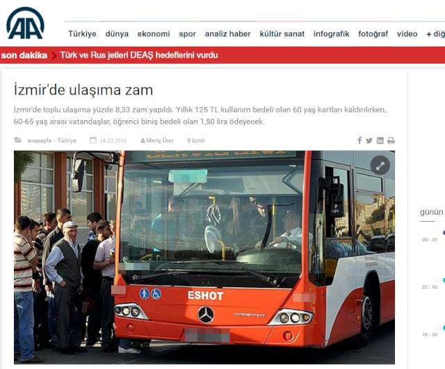İzmir'de ulaşıma zam Anadolu Ajansı