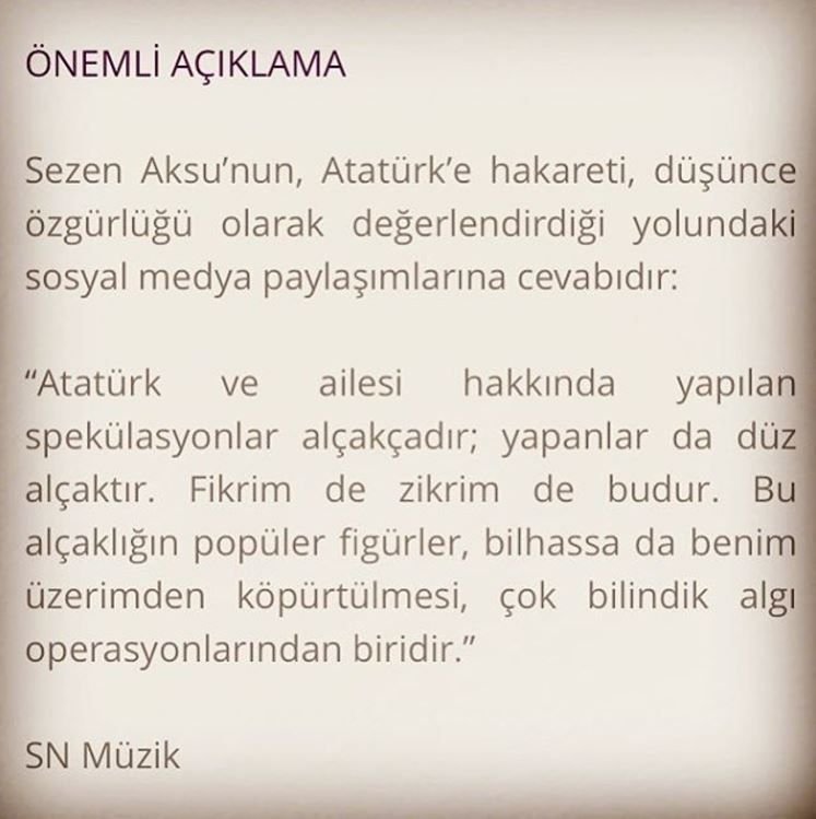 Sezen Aksu Atatürk'e Hakaret iddiaları