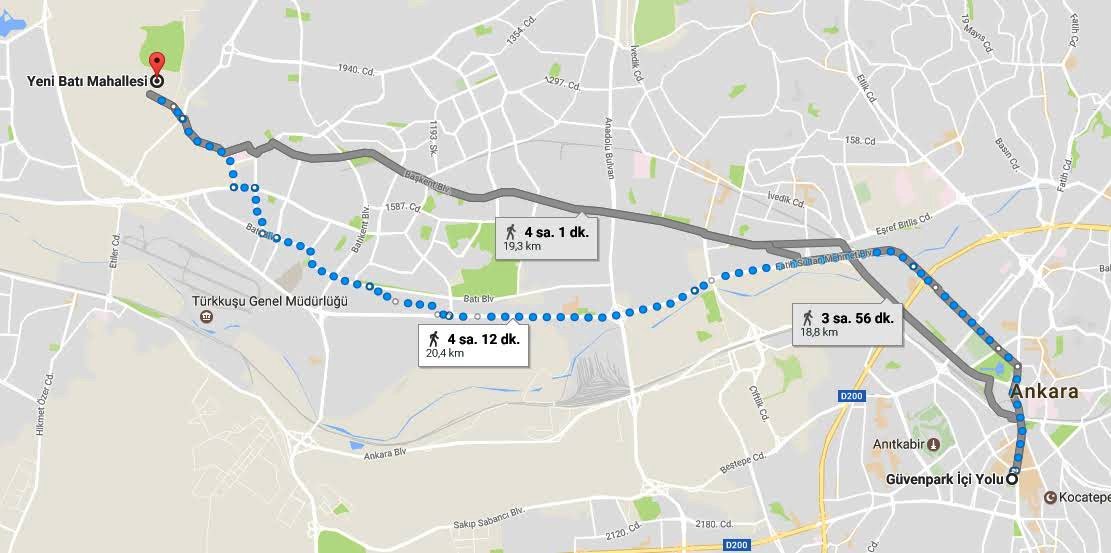 Yürüyüş Güzergah Ankara 22 KM