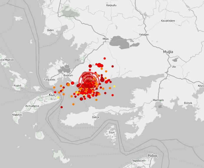 Bodrum ve Marmaris'te meydana gelen depremler