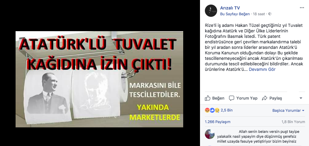 Atatürk Baskılı Tuvalet kağıdı skandalı