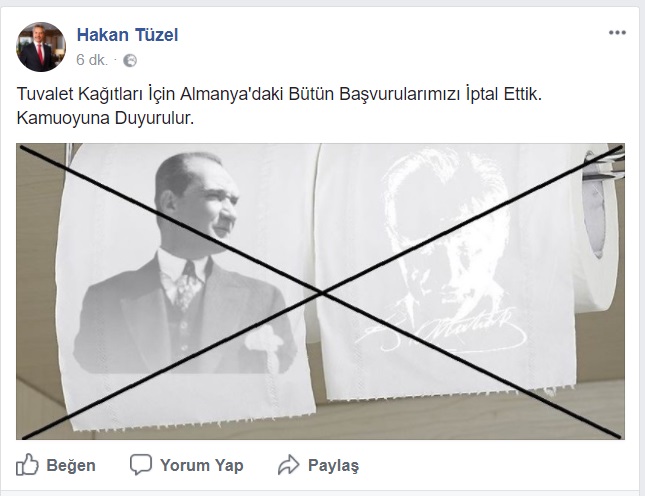 Hakan Tüzel Atatürk Baskılı Tuvalet kağıdı