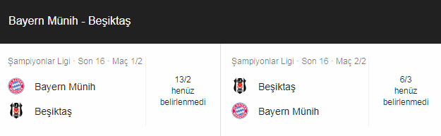 Bayern Münih Beşiktaş Karşılaşması