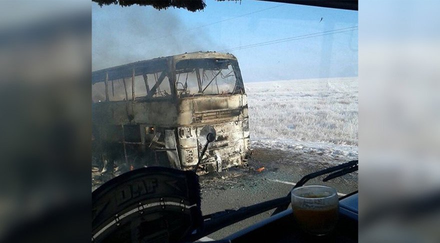 Kazakistan Otobüs yangını