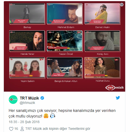 TRT Yasaklı Şarkıların listesi