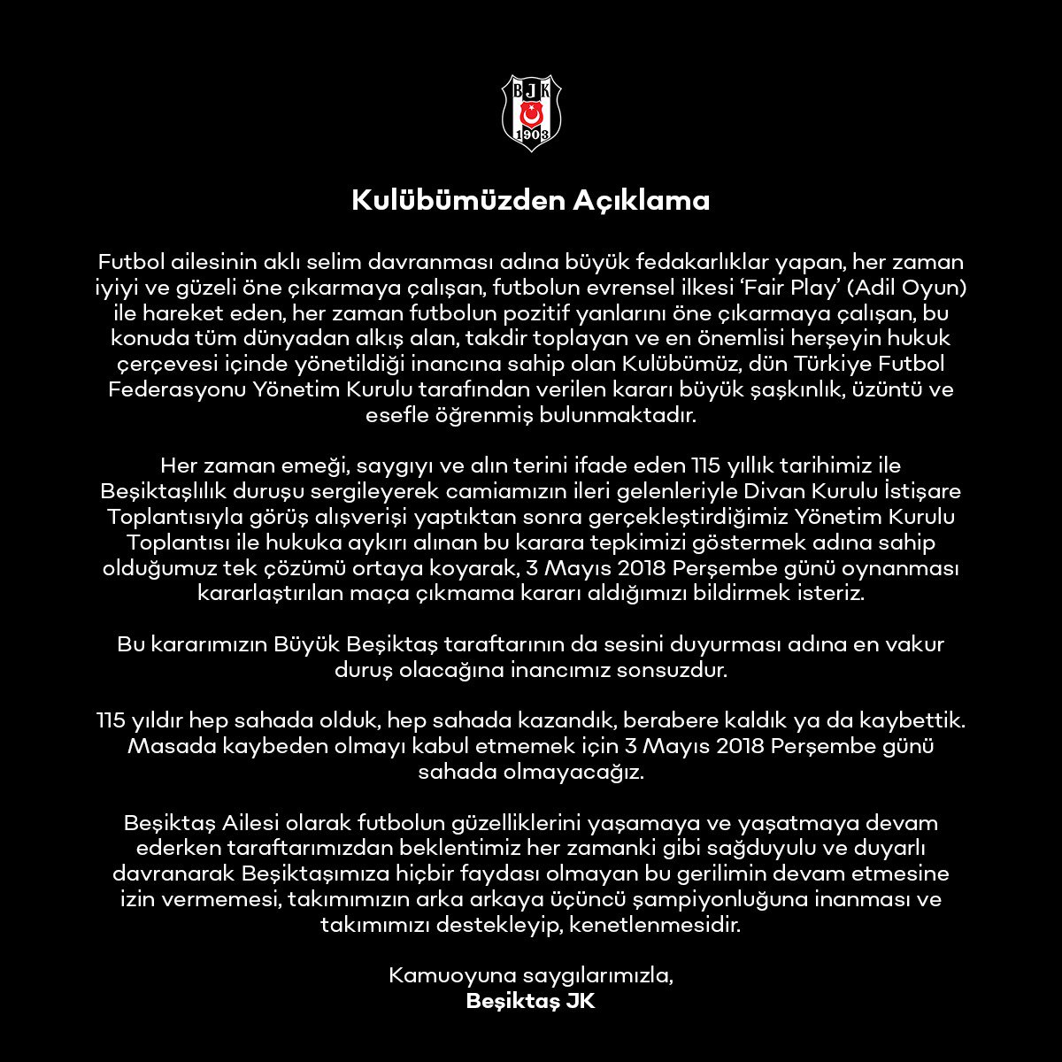 Fenerbahçe Beşiktaş maçı oynanmayacak