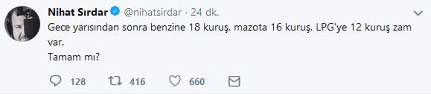 Radyocu Nihat Sırdar Benzin zammı açıklaması