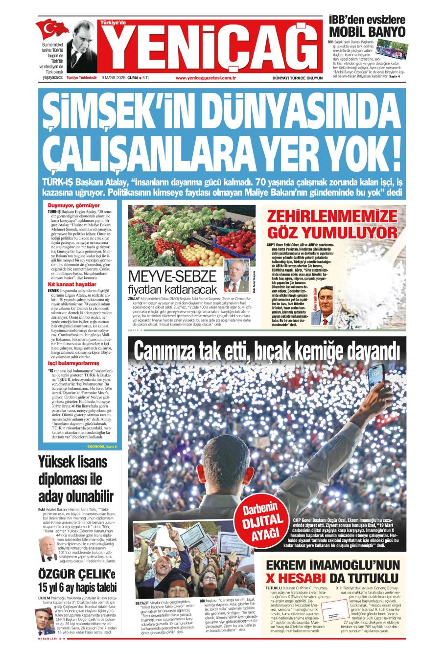 Türkiye'de Yeni Çağ Gazetesi Manşetleri